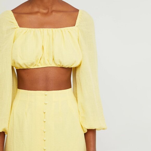 NWT Kourt yellow puff sleeve crop top & maxi skirt bundle set, S - Picture 5 of 11